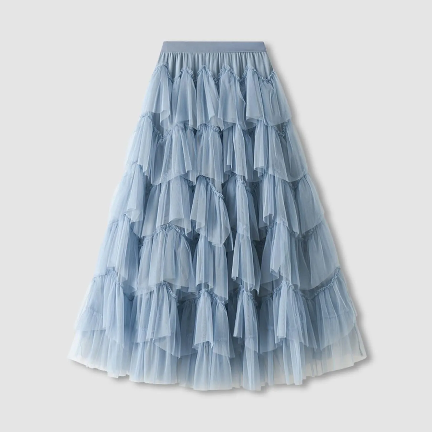Women's Floral Midi Skirt Layered Heavy Industry Cake Skirts Vintage Irregular Beach Thin Skirt Pleated Cheer