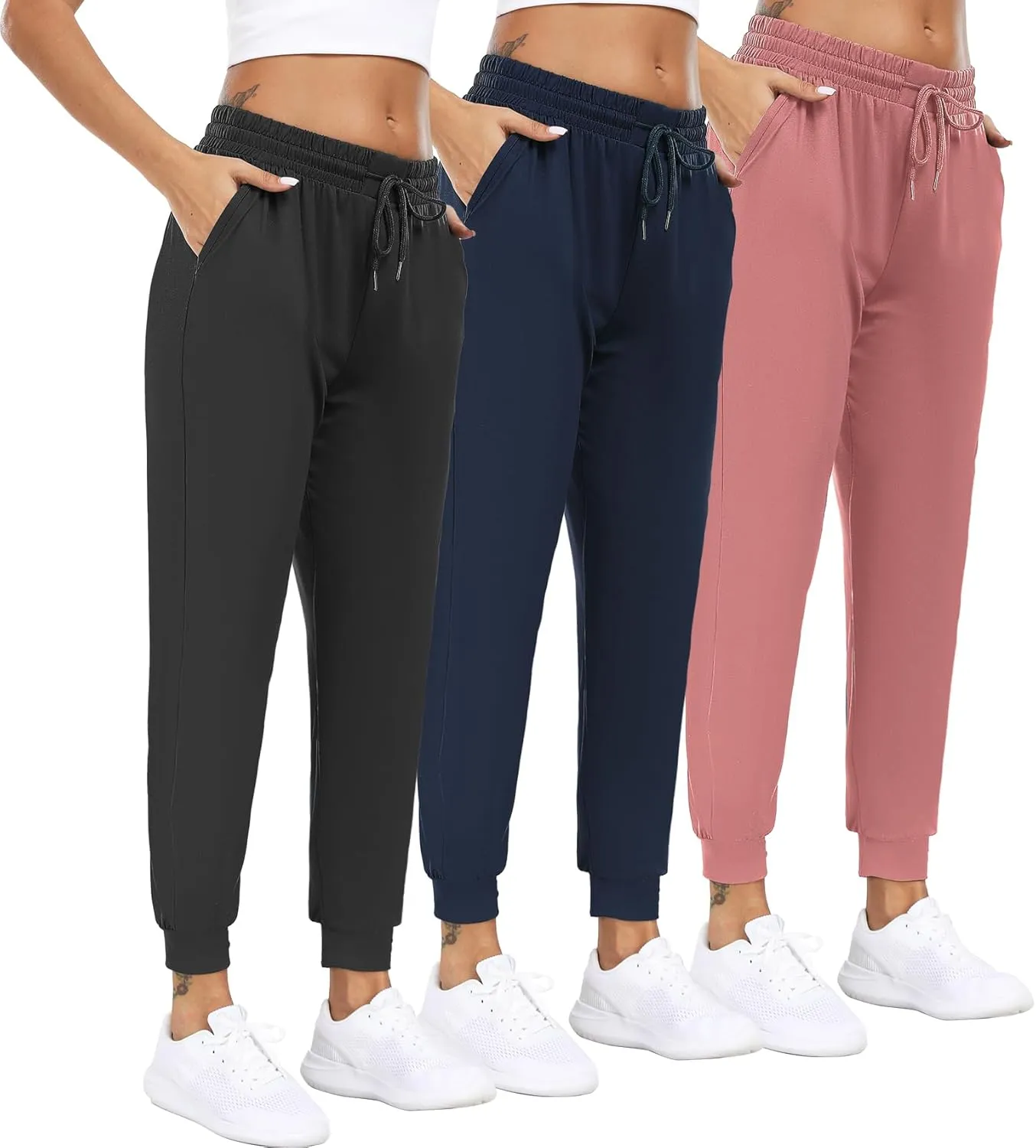 Women's Joggers with Pockets,Women Sweatpants for Loung Yoga Workout Running Casual Pants 3PACK