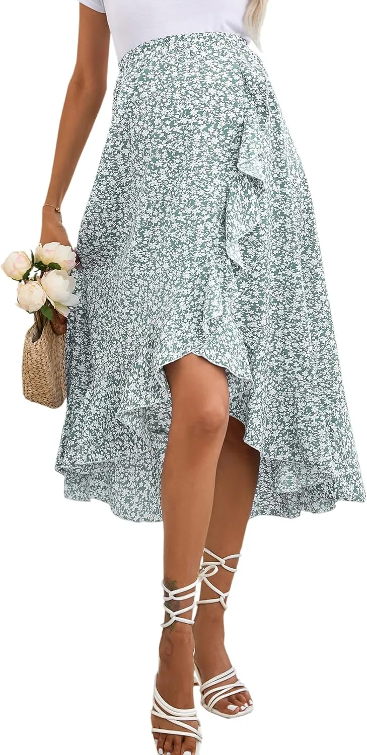 Women's Maternity Midi Skirt Pleated Elastic High Waist