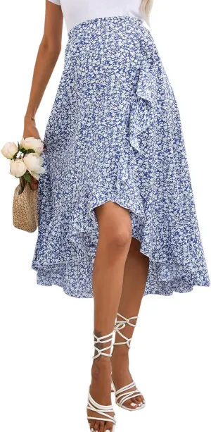 Women's Maternity Midi Skirt Pleated Elastic High Waist