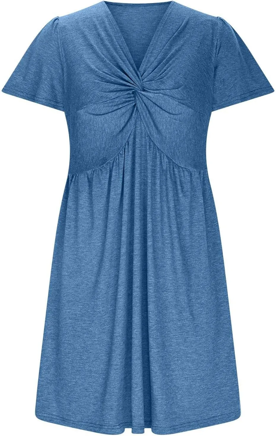 Womens Ruffle Sleeve Layered Mini Dress Smocked Waist Short Dress Boho V Neck Floral Print Cute Summer Dresses