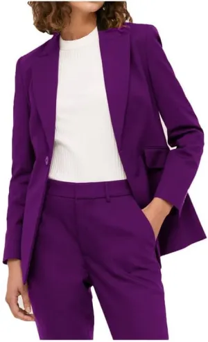 Women's Slim Fit Blazer Suits Two Piece Solid Work Pant Suit Business Office Lady Suits Sets