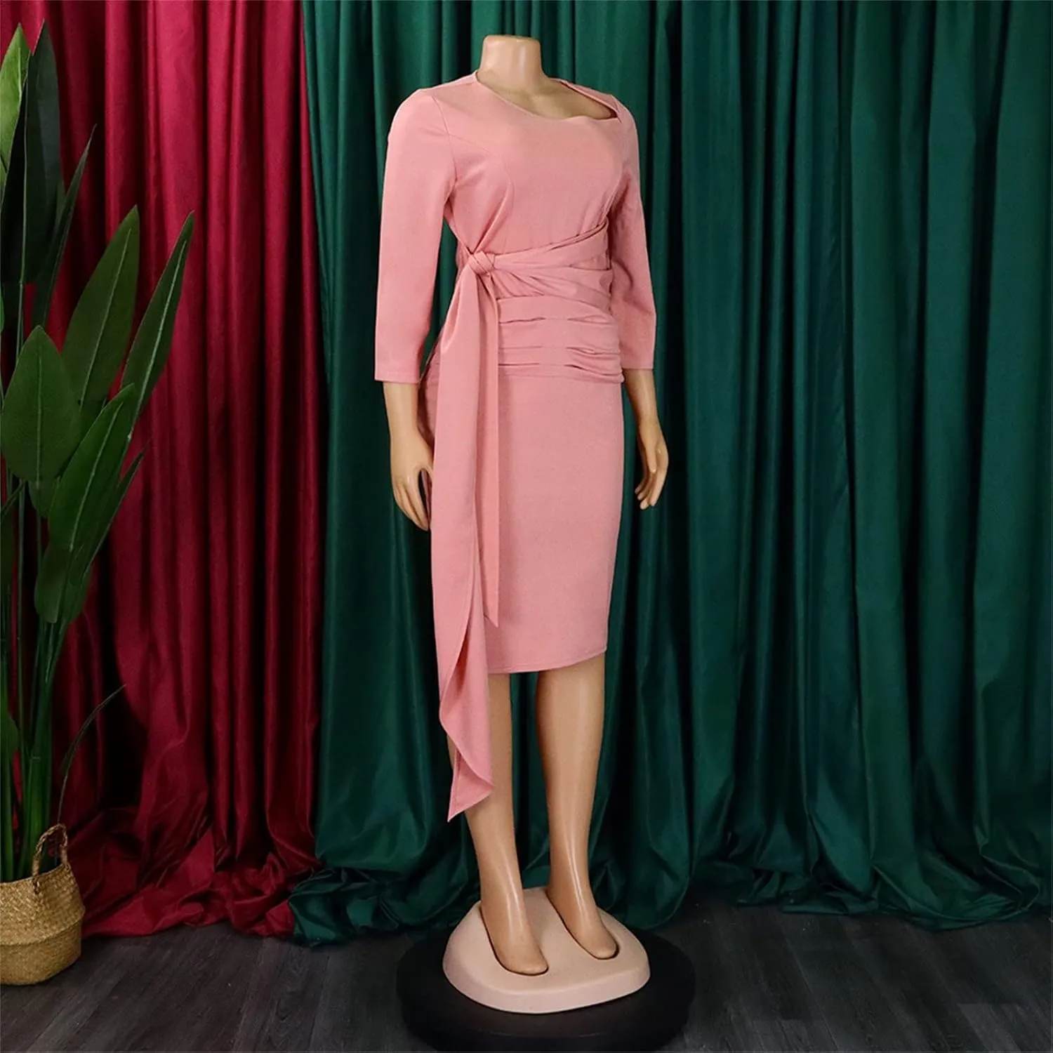 Women's Summer Plus Size Midi Bodycon Dresses Off The Shoulder Short Sleeve Ruffle Cocktail Party Pencil Formal Dress