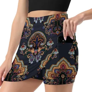 Women's Tennis Skirt 70s Paisley Print Athletic Golf Skorts for Woman with Pockets Summer Mini Skirts Workout Outfits