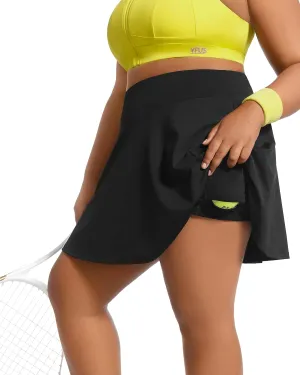 Women's Tennis Skorts with 2 Pockets Plus Size Golf Skirts High Waisted Pleated Athletic Skirt for Pickleball Running