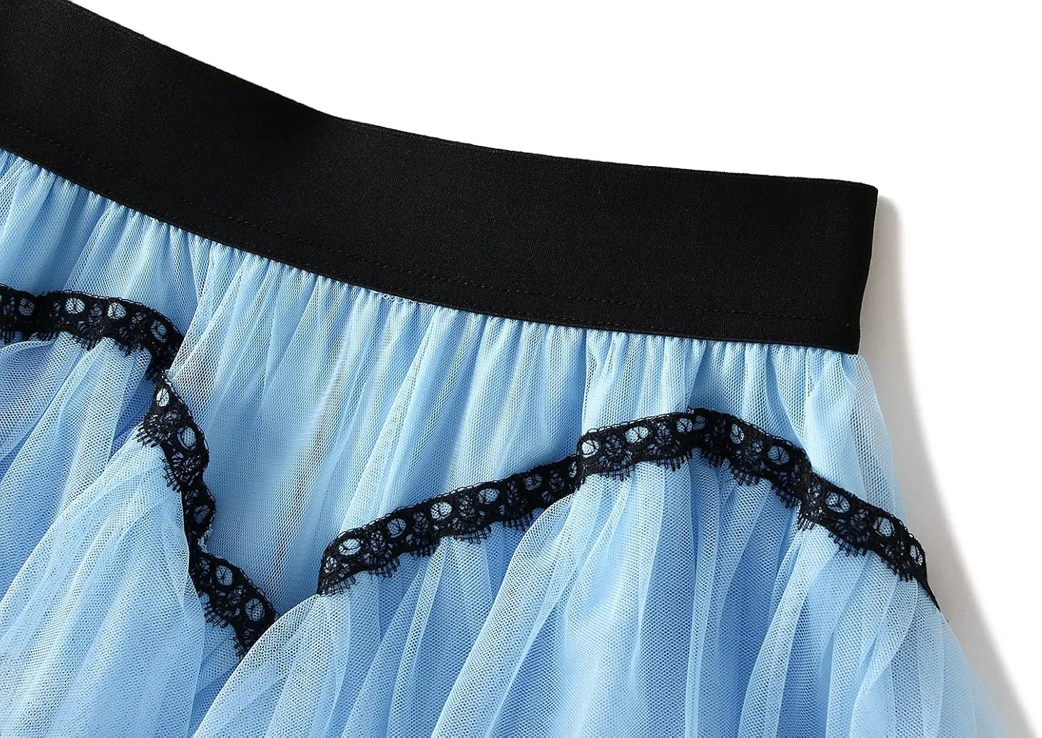 Women's Tulle Skirt Mesh Elastic High Waist Layered Pleated Skirt Floral Print A-Line Midi Party Casual Flowy Tutu Skirt