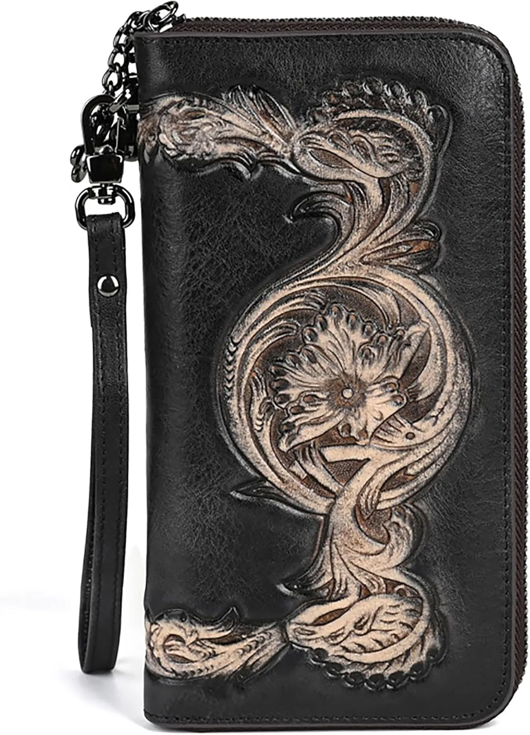Women's Wallet Large Capacity Clutch Ladies Wristlet Purse Credit Card Phone Holder with Grip Hand Strap