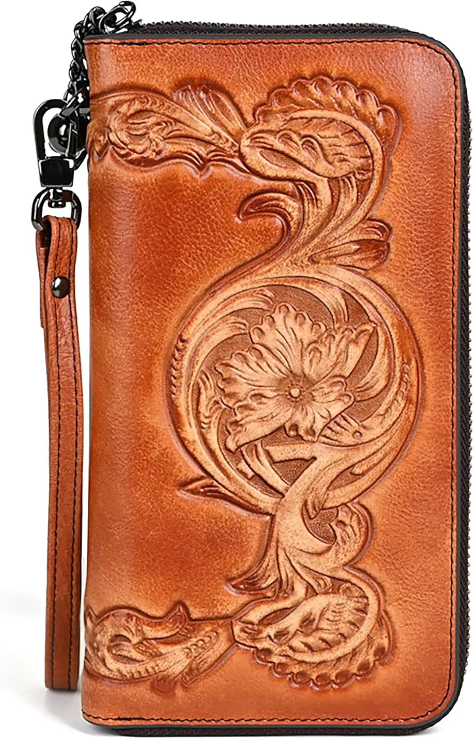 Women's Wallet Large Capacity Clutch Ladies Wristlet Purse Credit Card Phone Holder with Grip Hand Strap