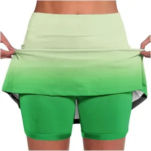 Workout Shorts Women Summer Pleated Tennis Skirts Athletic Stretchy Short Dressy Yoga Fake Two Piece Outfits