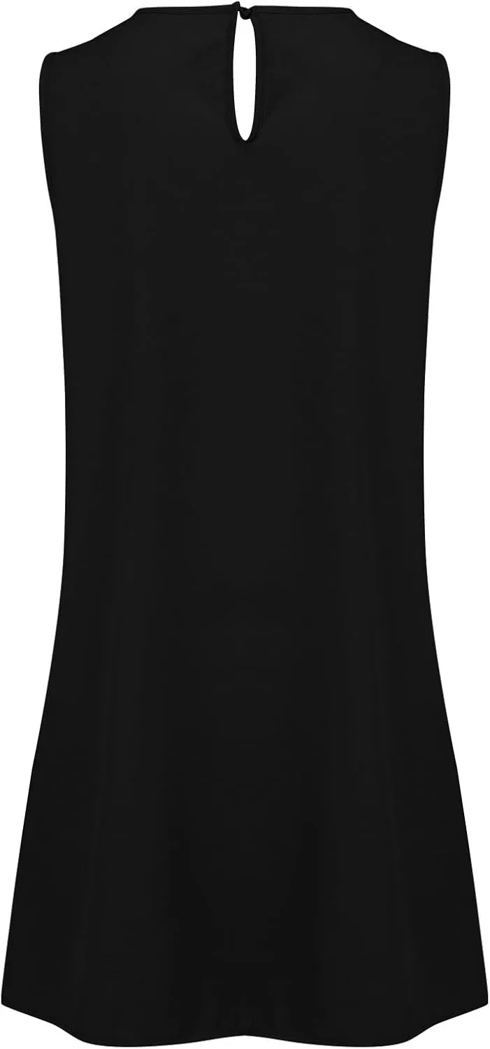 XOWRTE Women's Summer Dresses Round Neck Sleeveless Tank Dress Casual A-Line Sundresses Beach Vacation Clothes Mini Dress