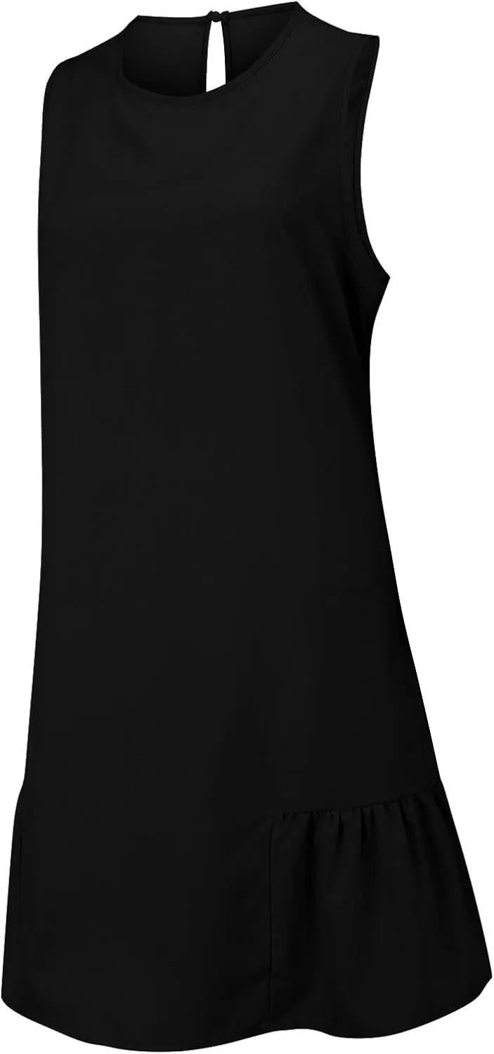 XOWRTE Women's Summer Dresses Round Neck Sleeveless Tank Dress Casual A-Line Sundresses Beach Vacation Clothes Mini Dress