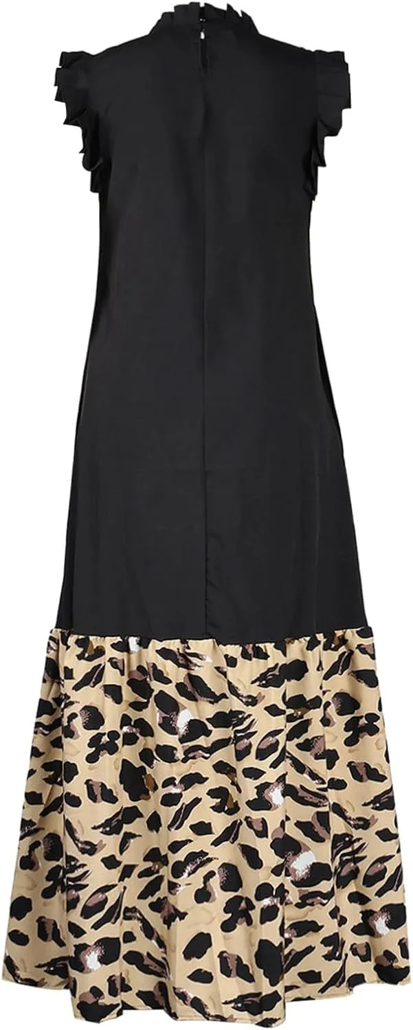 XOWRTE Womens Summer Plus Size Sleeveless Tank Dresses Casual Chiffon Loose Flowy Ruffle Tiered Midi Dress Wedding Cocktail