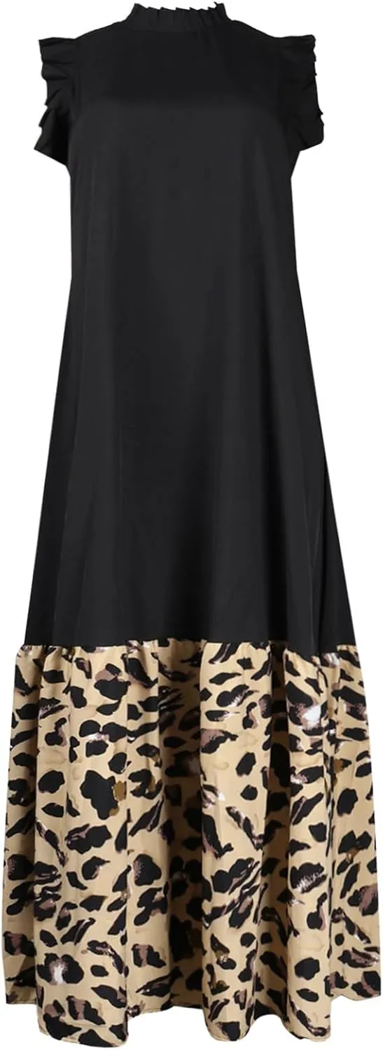 XOWRTE Womens Summer Plus Size Sleeveless Tank Dresses Casual Chiffon Loose Flowy Ruffle Tiered Midi Dress Wedding Cocktail
