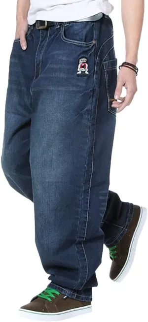 XYGJZ Mens Baggy Jeans Plus Size Hip Hop Wide Straight Leg Loose Fit Denim Pants for Big Fat Men