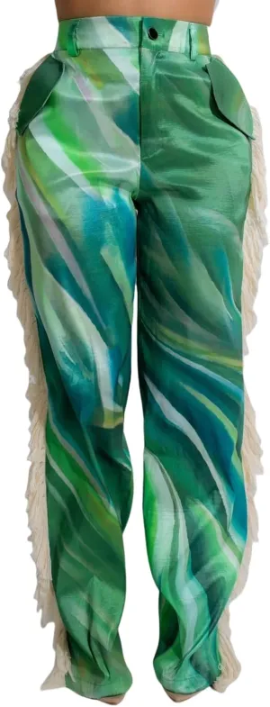 XZLUFNY Fringe Pants for Women Autumn High Waisted Side Tassel Straight Leg Trousers