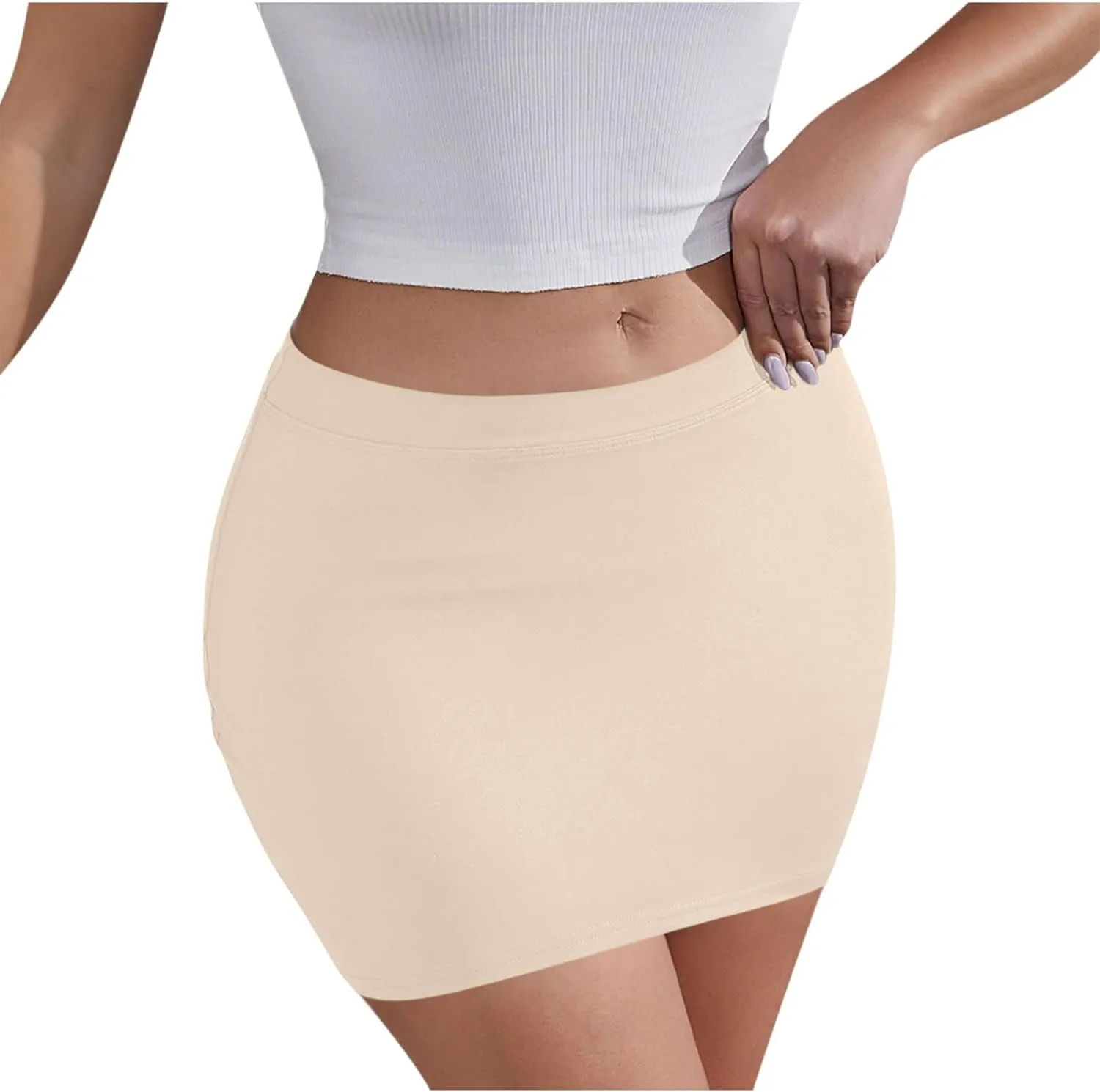 Y2k Mini Skirts for Women Bodycon Sexy Club Date Night Micro Pencil Skirt Streetwear Casual Elastic Waist Solid Short