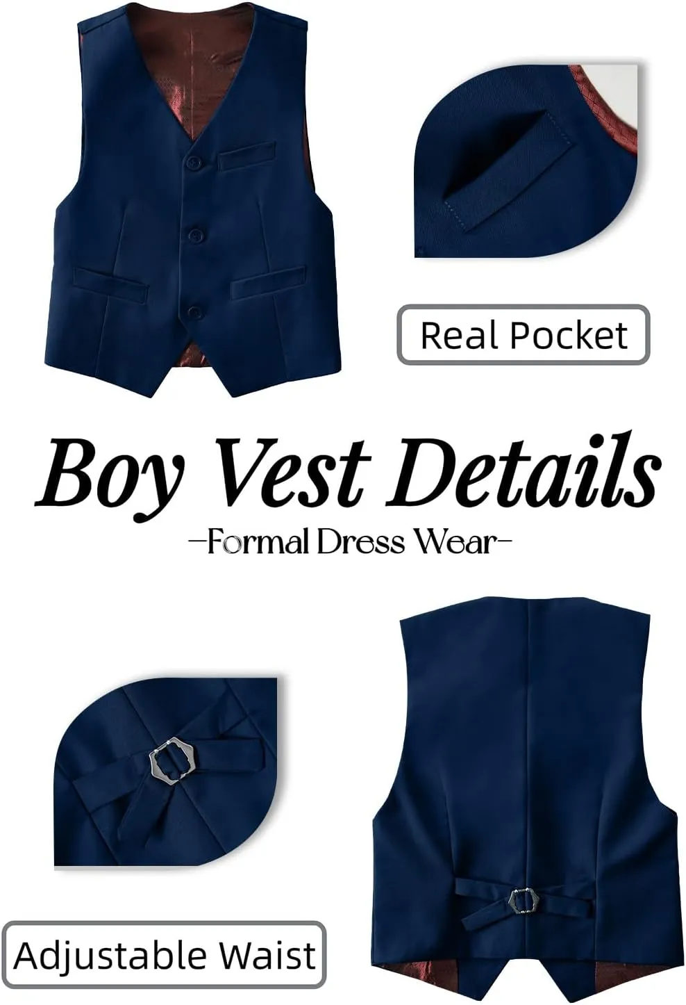 Yanlu Boys Suits Set Vest Pants Dress Shirt and Tie for Toddler Kids Formal Dresswear