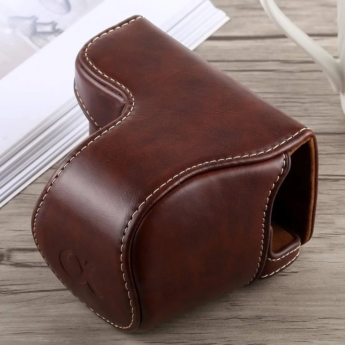Yiherone Camera Bags Full Body Camera PU Leather Case Bag with Strap for Sony A5100 (Black) Camera case (Color : Coffee)