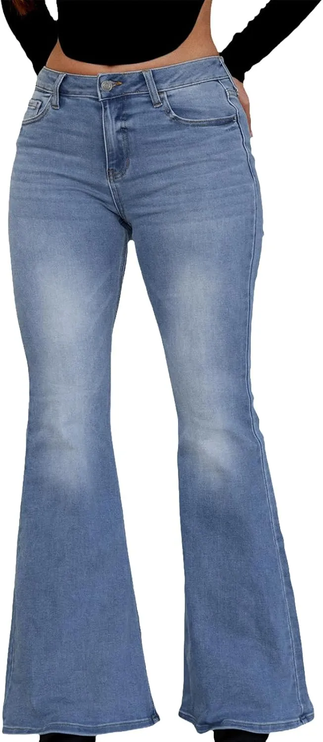 YouSexy Women's Flare Bell Bottom Jeans Destroyed Flare Denim Pants 70s Outfits for Women
