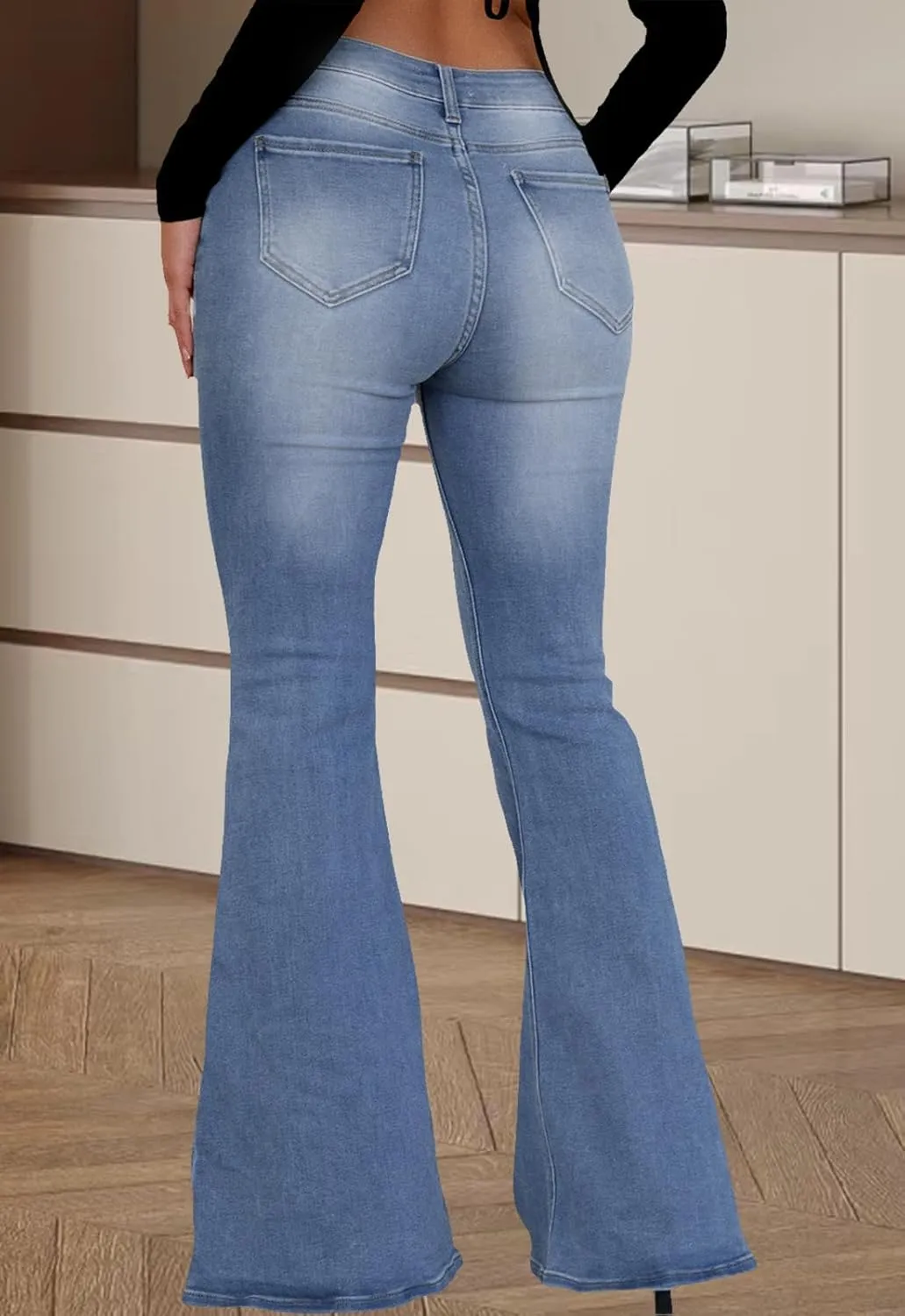 YouSexy Women's Flare Bell Bottom Jeans Destroyed Flare Denim Pants 70s Outfits for Women