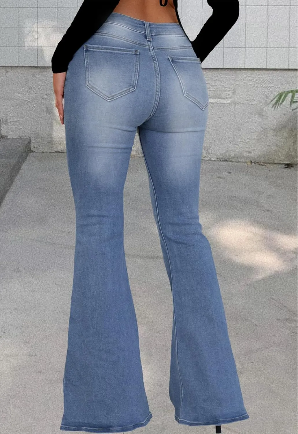 YouSexy Women's Flare Bell Bottom Jeans Destroyed Flare Denim Pants 70s Outfits for Women