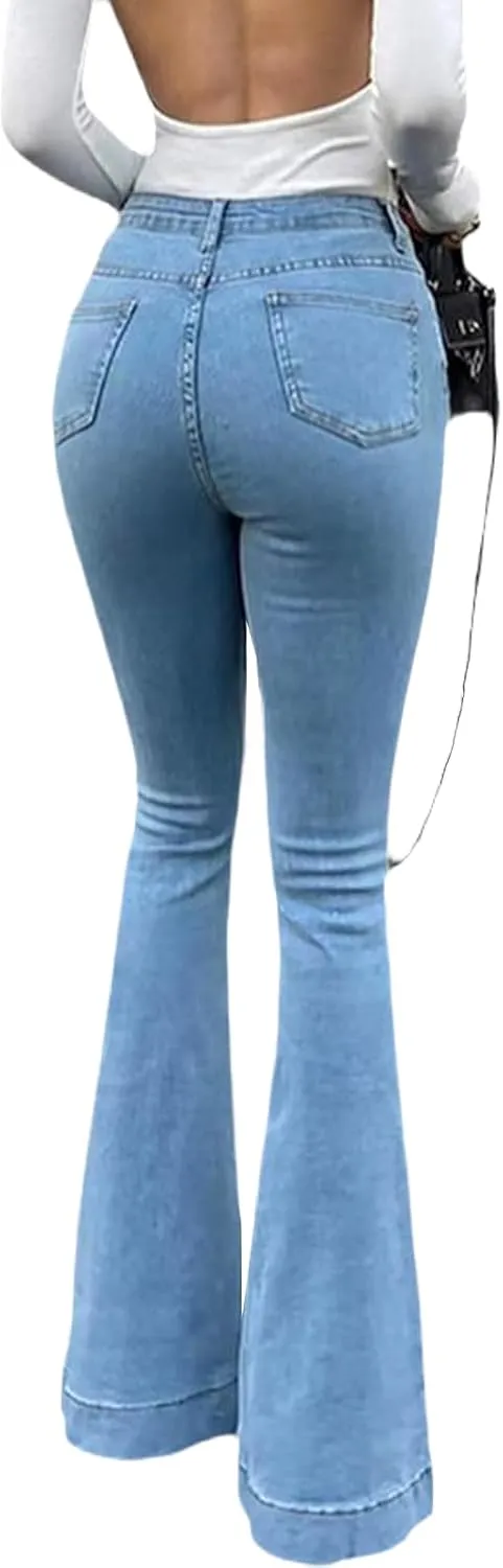 YouSexy Women's Flare Bell Bottom Jeans Destroyed Flare Denim Pants 70s Outfits for Women